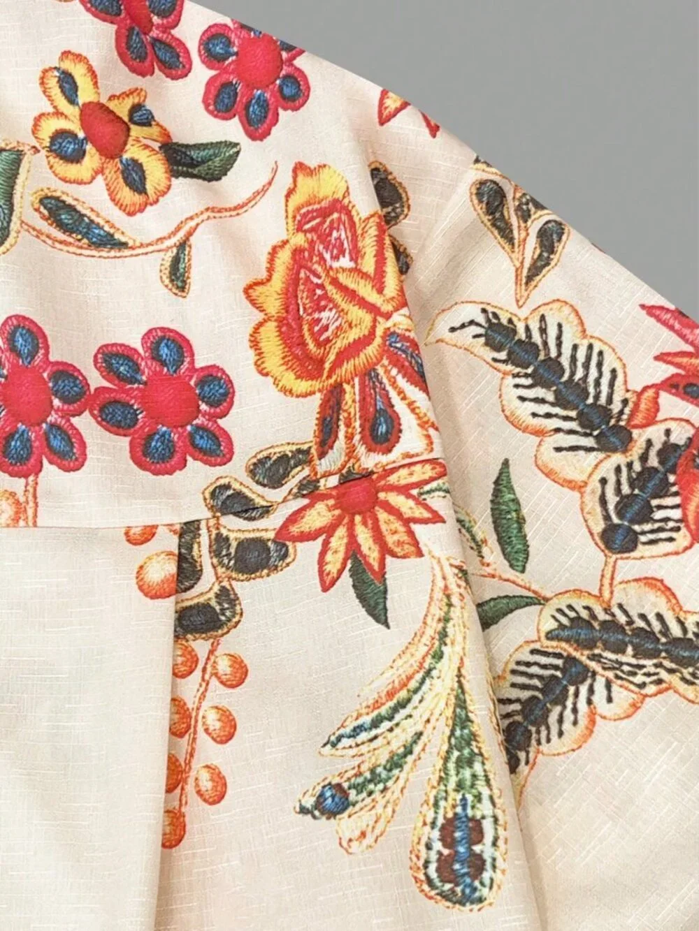 White Casual Women's Floral Print Regular Drop Shoulder Long Sleeve Shirt - Picture 7 of 10